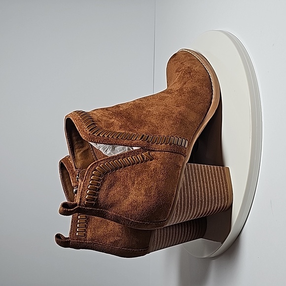 Dolce Vita DV Jace Booties Ankle Boot Block Heel Pointed Toe Faux Suede Brown 10 - Picture 4 of 14